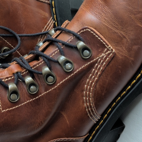 Dr. Martens Leona Brown Leather Platform Chunky Lace Up Boots Women's Size 7 - Picture 11 of 12